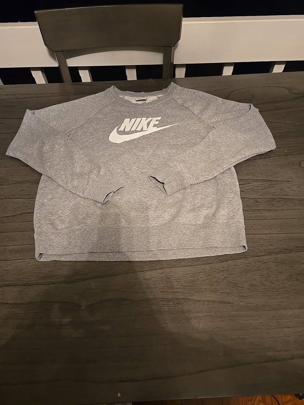 Nike Sweatshirt Womens Medium Heather Gray Swoosh Logo Lined Ribbed Warm Wear